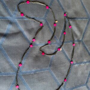 Fuchsia & Black Long Chain Necklace